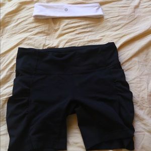 Lululemon Bike Shorts and Headband